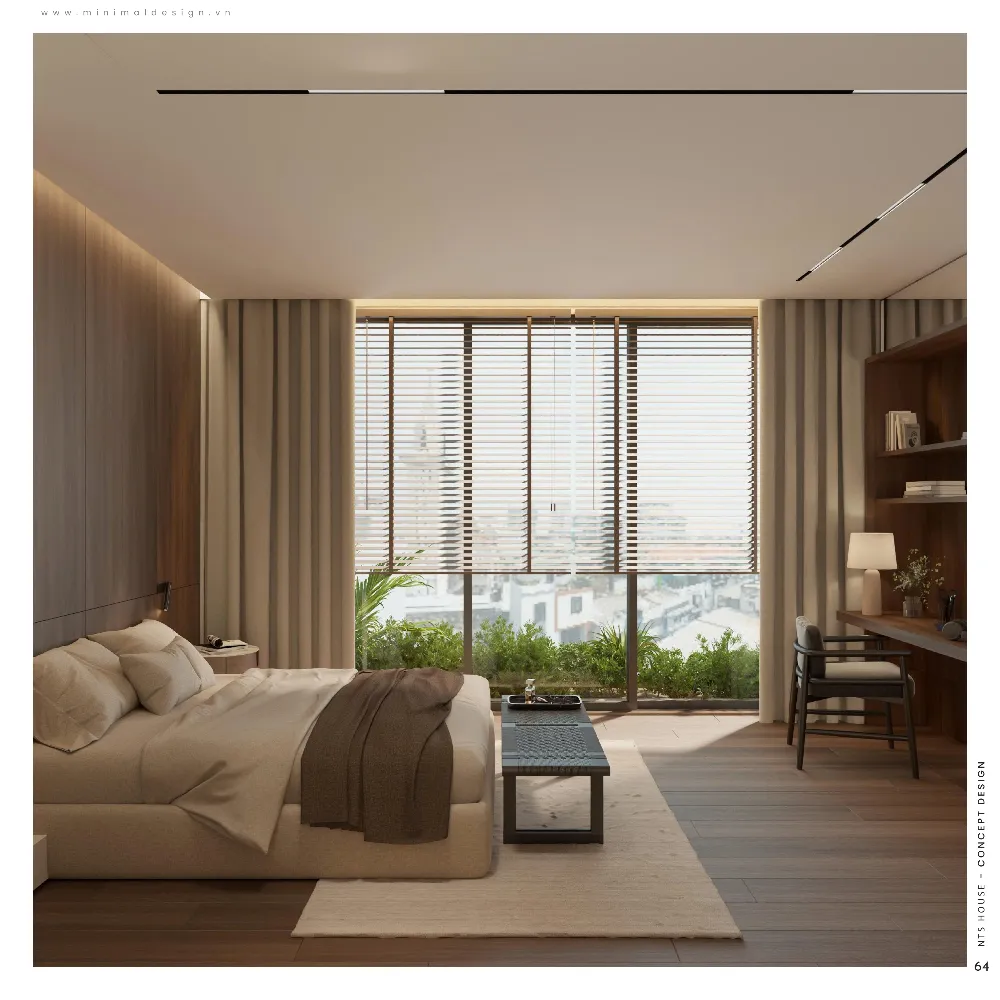 Không gian phòng ngủ Minimalism với bố cục tối giản