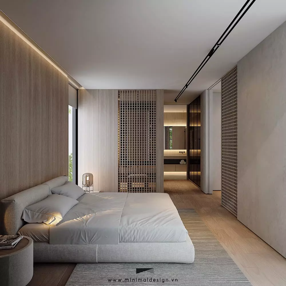 thiết kế nội thất phòng ngủ tối giản