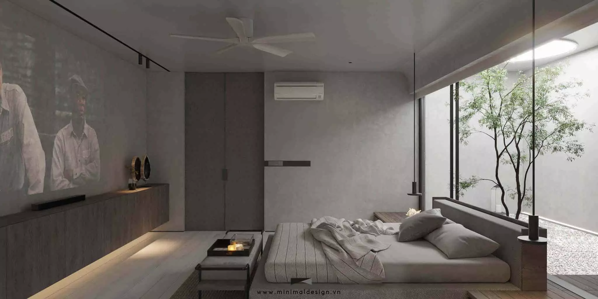 Thiết kế nội thất phòng ngủ tối giản