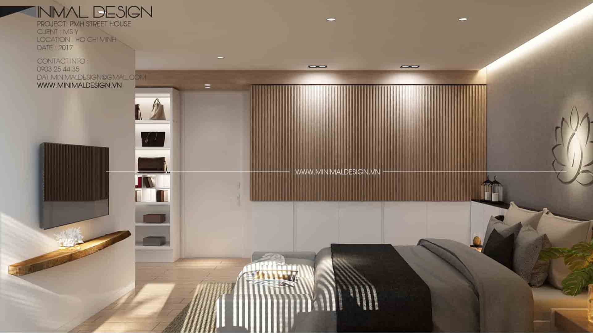 thiết kế nội thất phòng ngủ tối giản