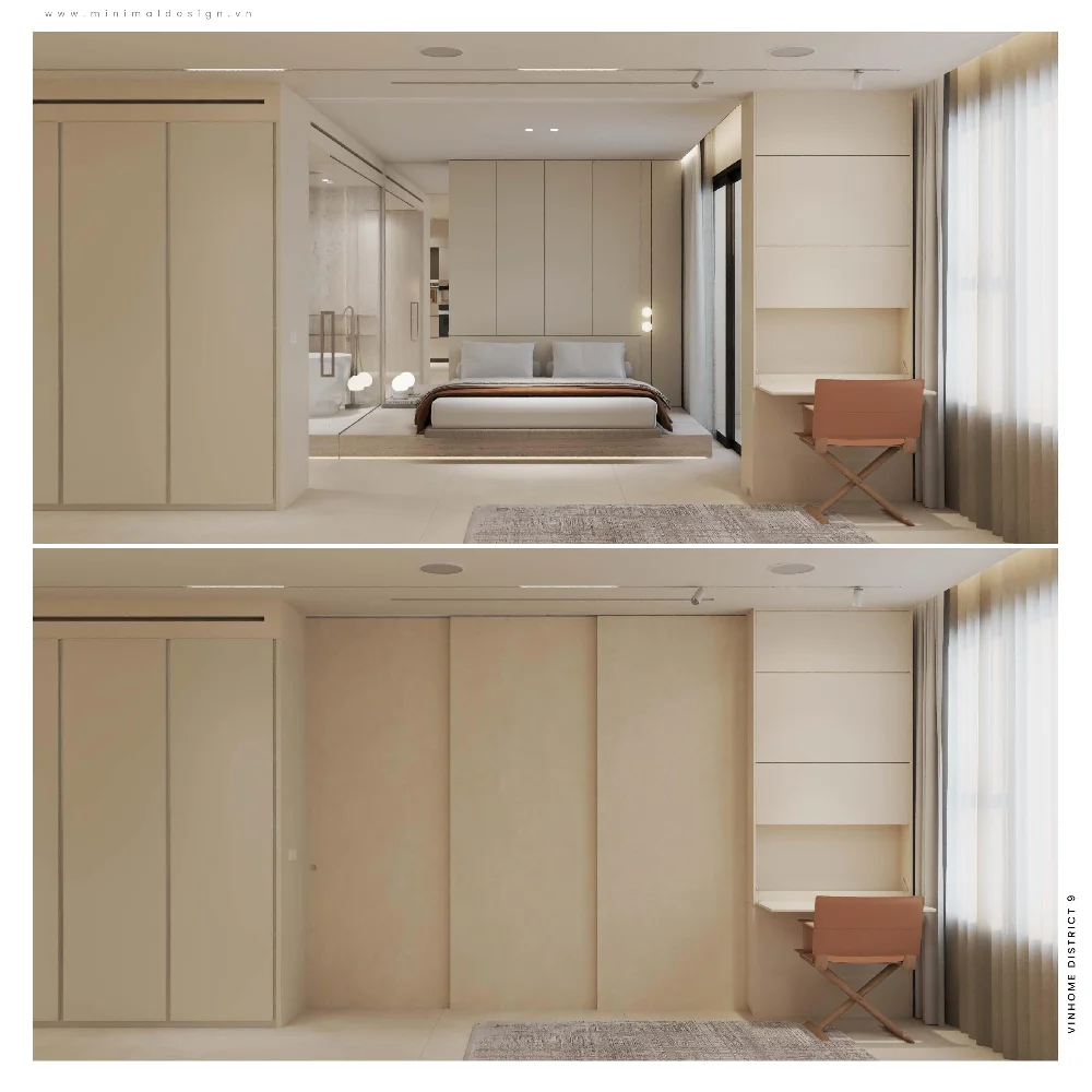 Thiết kế nội thất tối giản căn hộ Vinhome 60m2