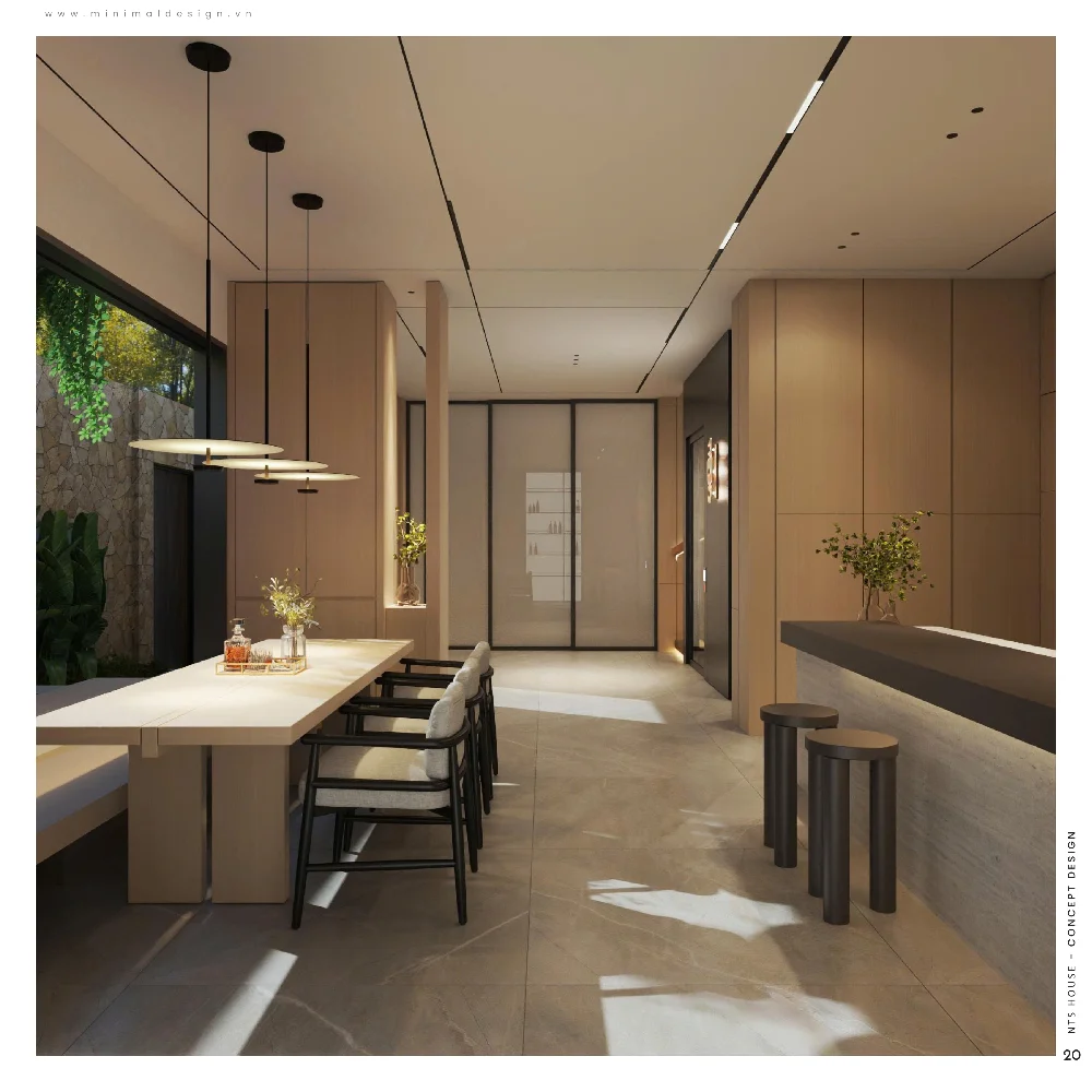 Thiết kế nội thất tối giản nhà phố Nha Trang 118m2