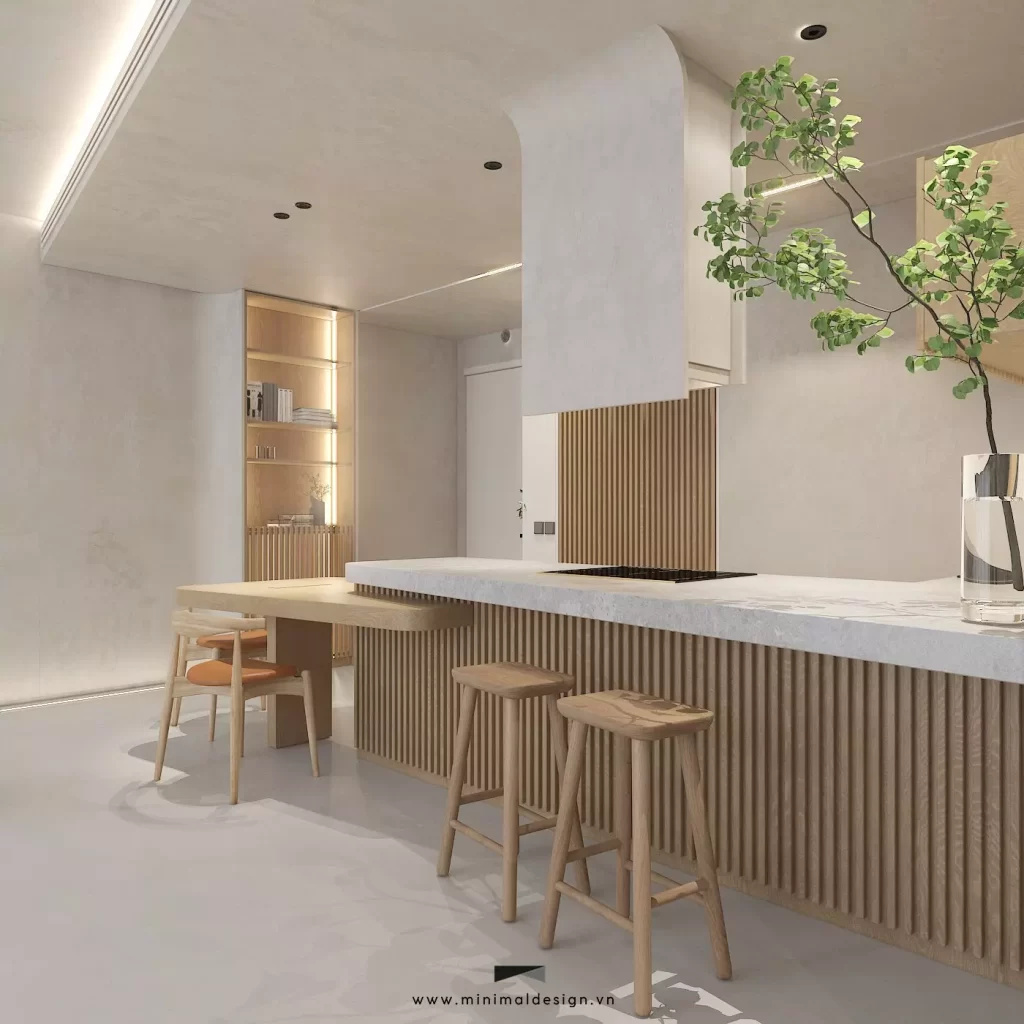 Thiết kế phòng ăn và bếp cho căn hộ với diện tích nhỏ, thường các chủ nhà sẽ chọn lựa cách kết hợp cả 2 không gian này với nhau.