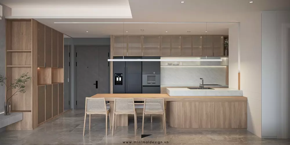 thiết kế căn hộ 2 phòng ngủ tối giản