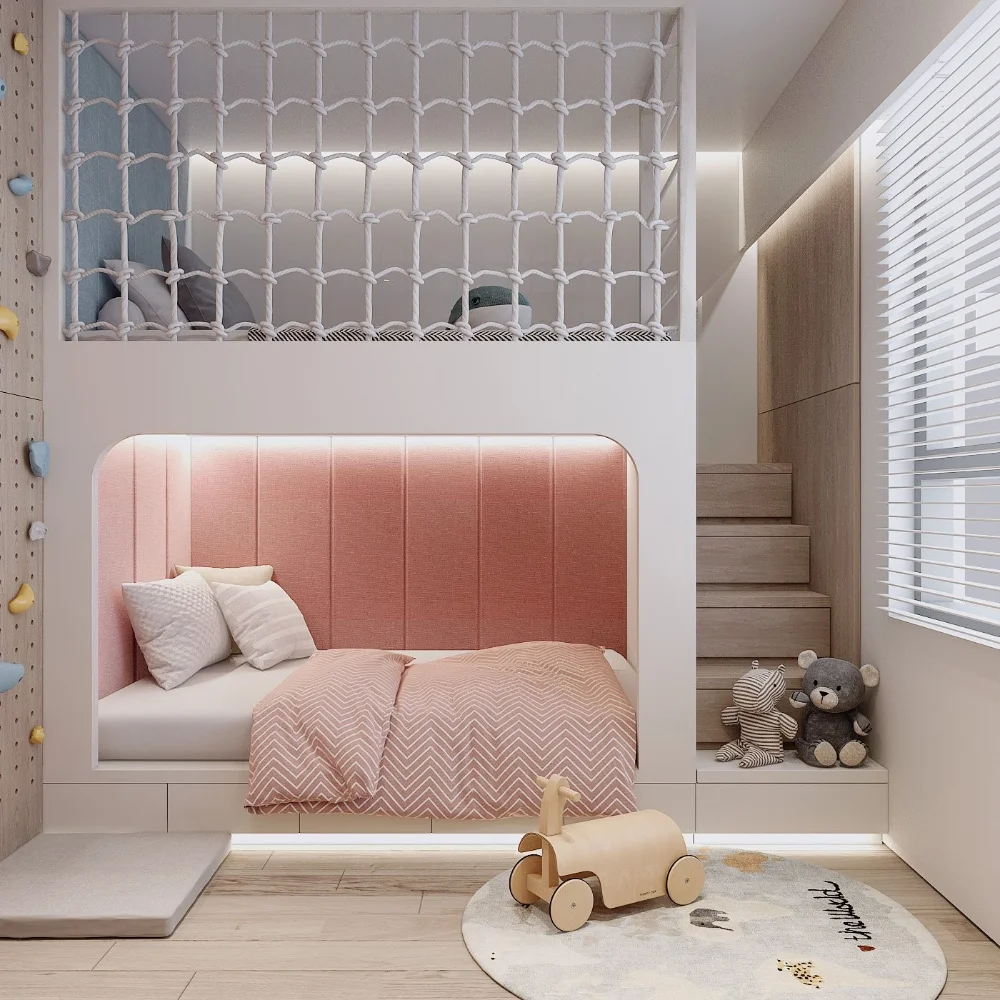 Thiết kế phòng ngủ trẻ nhỏ trong căn hộ ba phòng ngủ