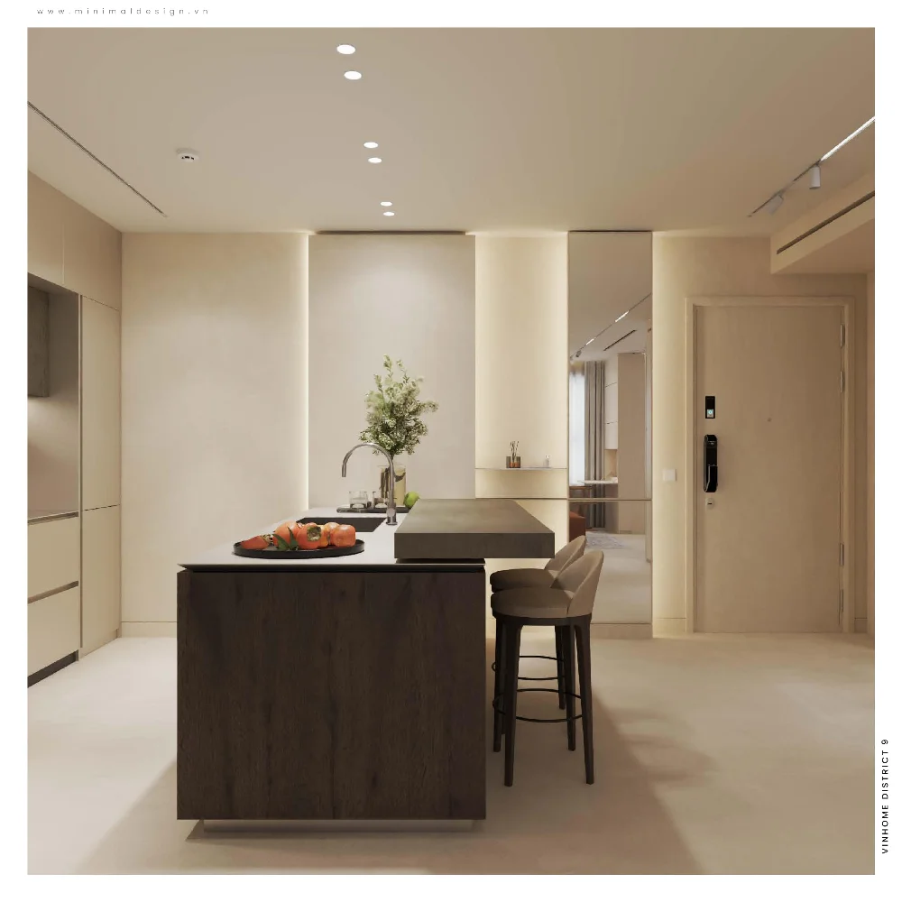 Thiết kế căn hộ Vinhome 60m2 phong cách tối giản