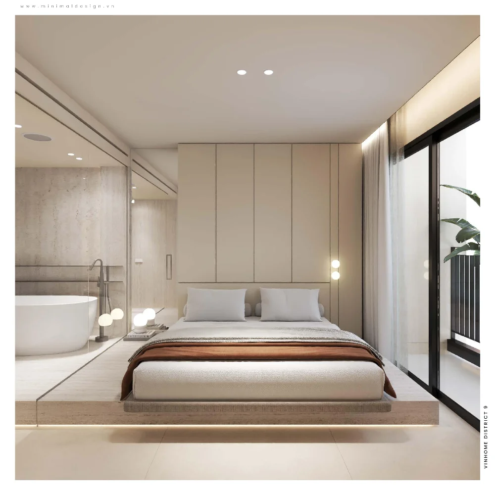 Thiết kế căn hộ Vinhome 60m2 phong cách tối giản