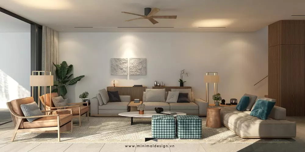 trang trí phòng khách đơn giản đẹp với sofa và bàn trà