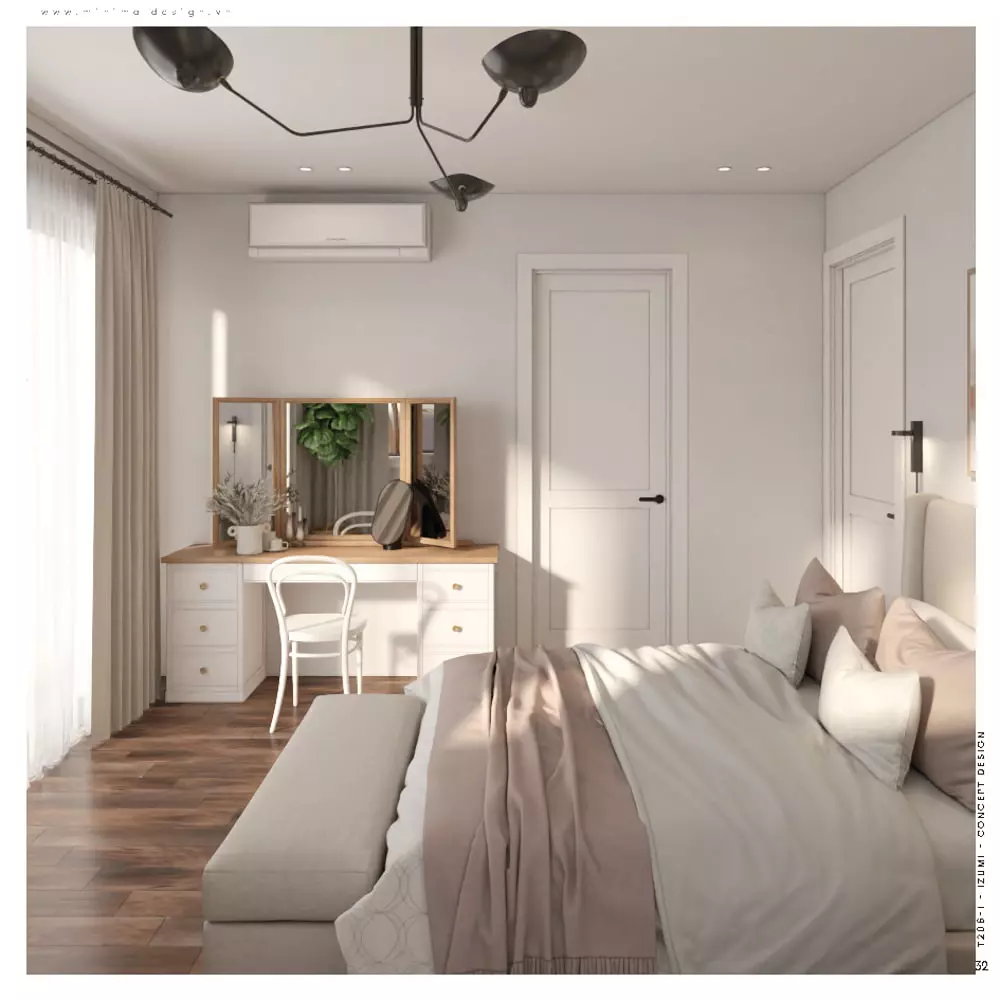 thiết kế nội thất phòng ngủ đẹp với phong cách bắc âu