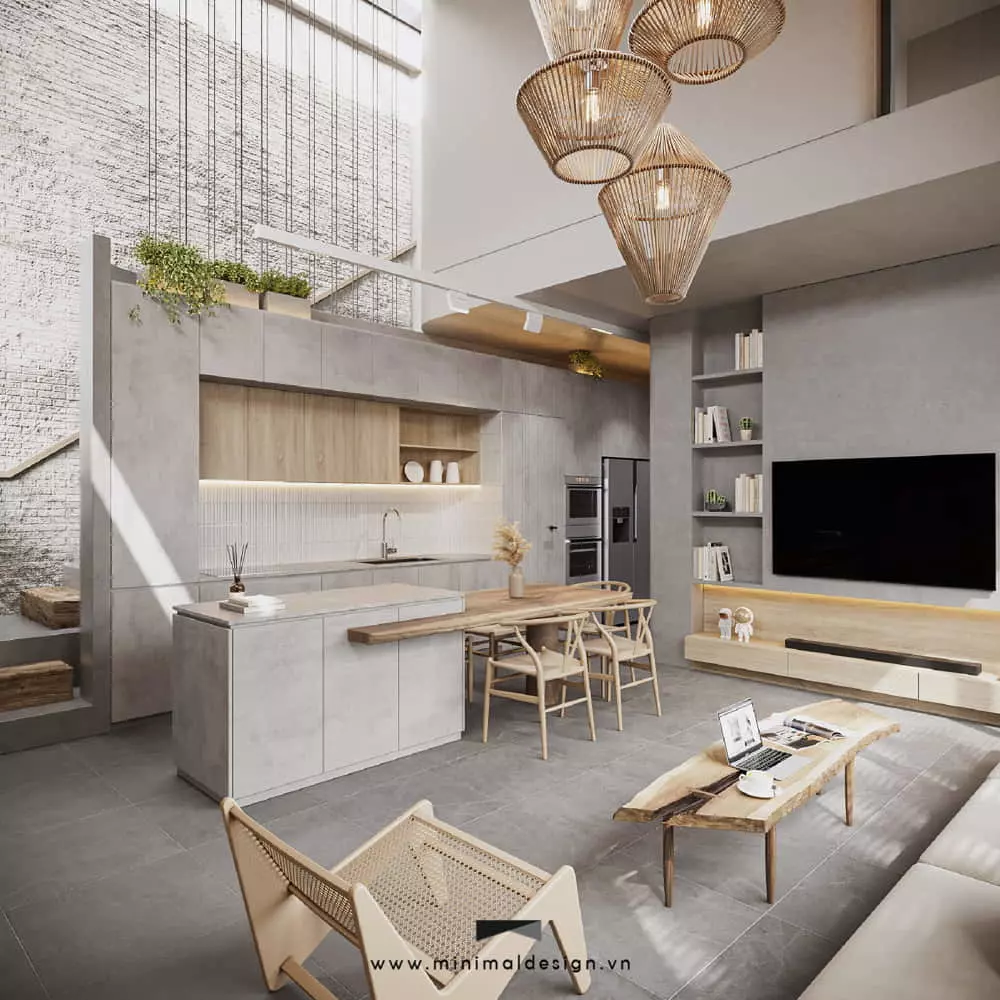 Thiết kế nội thất nhà phố phong cách nhật bản