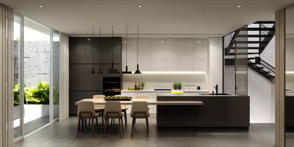 Thiết kế nội thất nhà phố phòng bếp