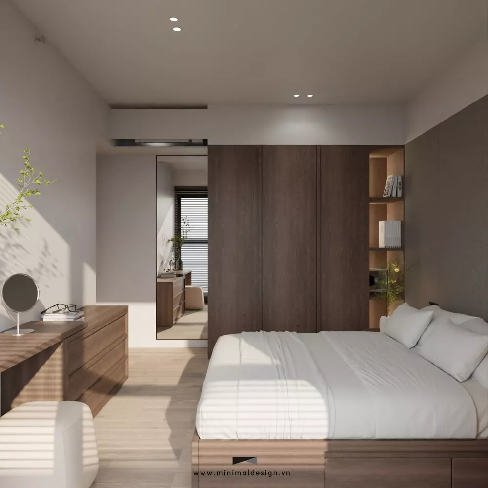 phòng ngủ tối giản cho vợ chồng