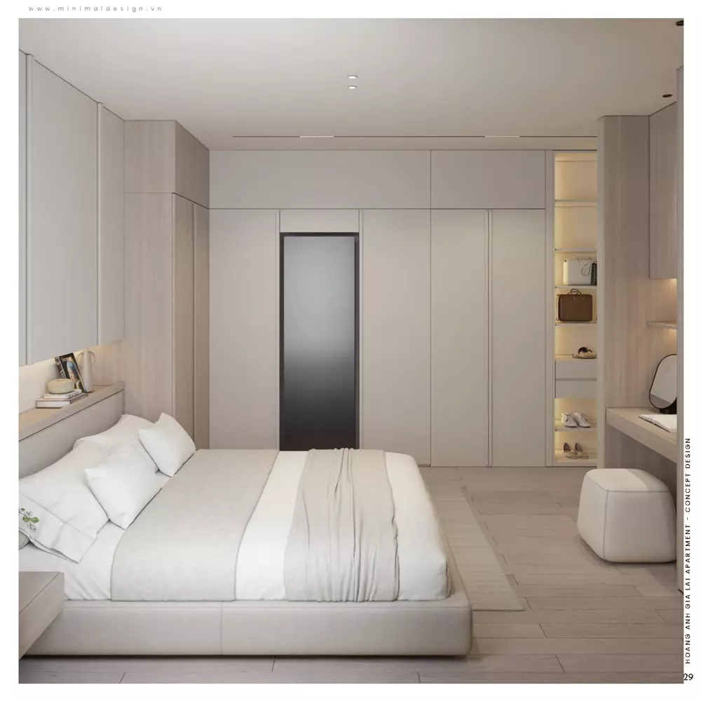 phòng ngủ tối giản cho vợ chồng diện tích 18 - 25m2