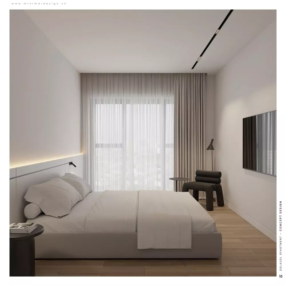 phòng ngủ tối giản cho vợ chồng diện tích 12 -15m2