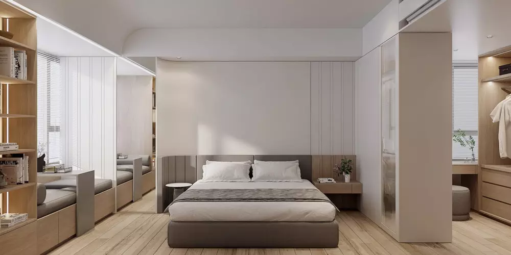 phòng ngủ tối giản cho vợ chồng