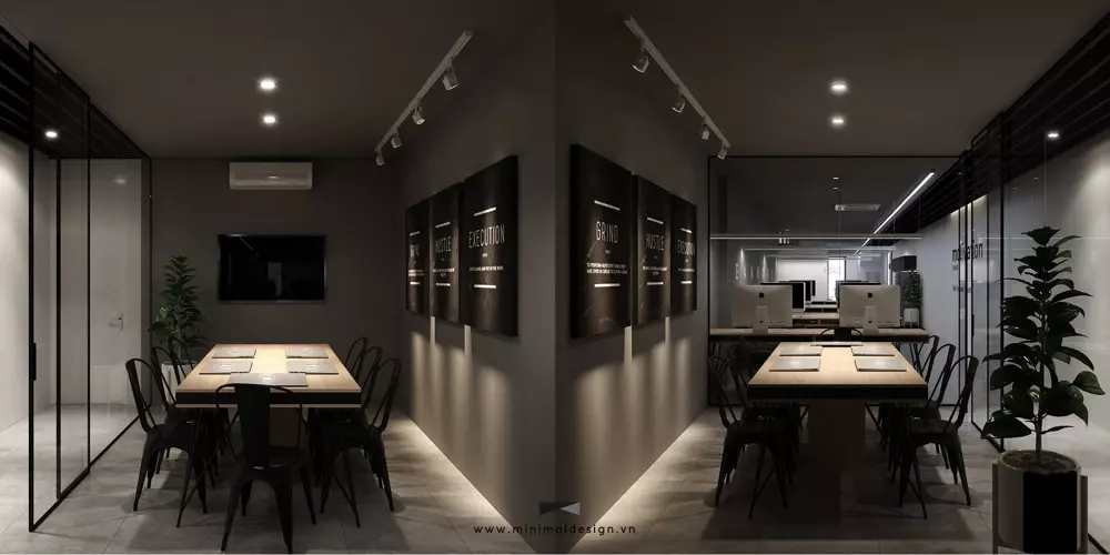 Thiết kế nội thất văn phòng tối giản