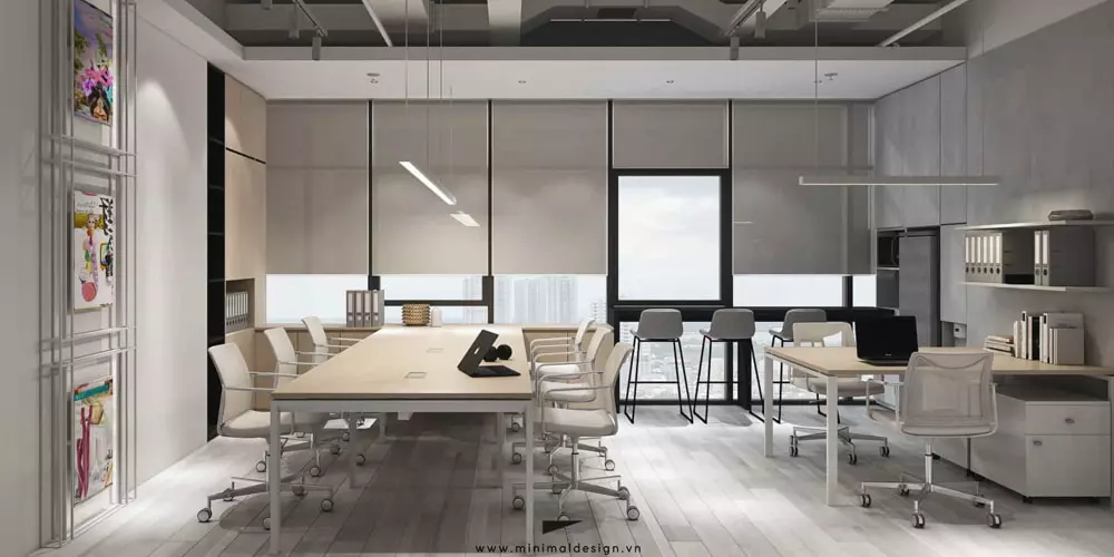 Thiết kế nội thất văn phòng tối giản