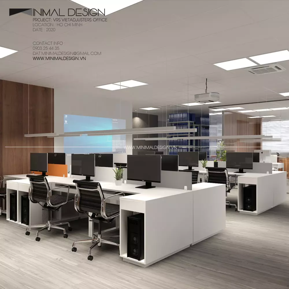 Thiết kế nội thất văn phòng tối giản
