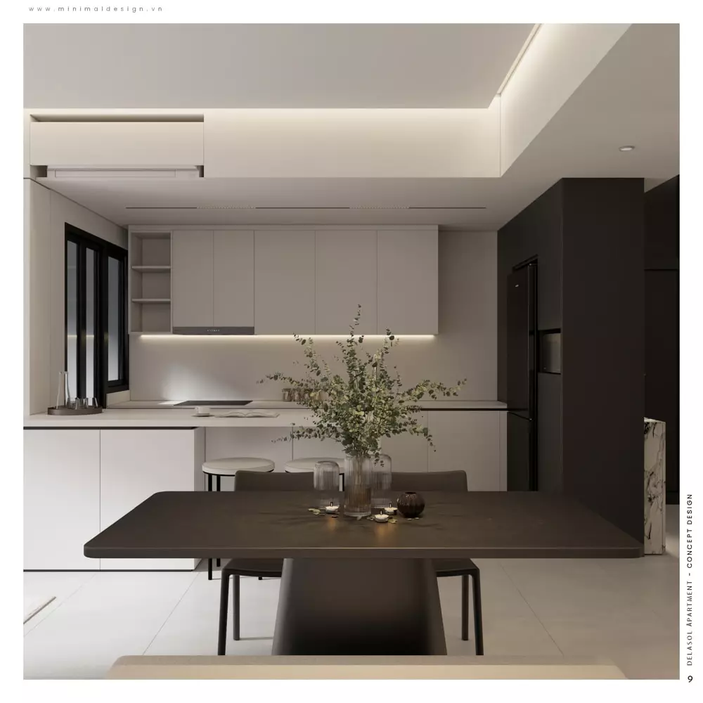 Thiết kế căn hộ 60m2 phong cách tối giản