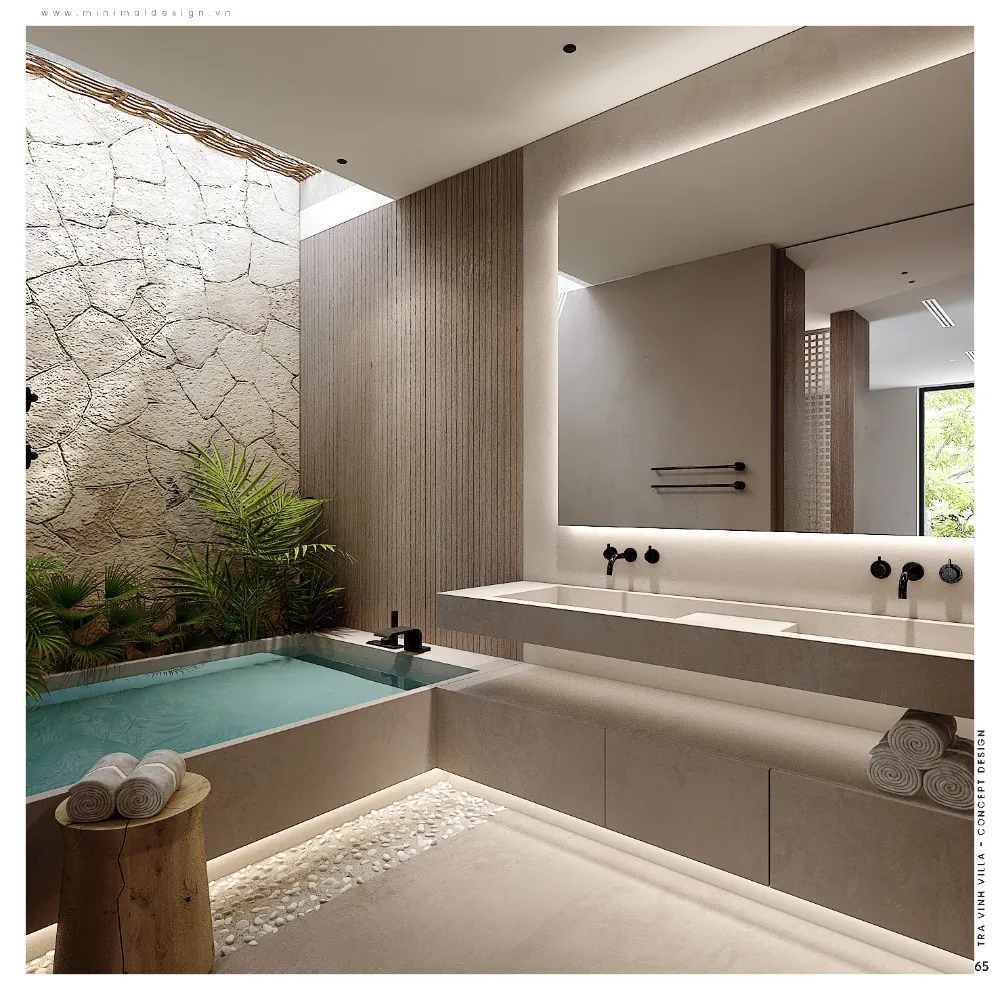 Thiết kế nội thất biệt thự đẹp với phòng tắm lấy sáng tự nhiên