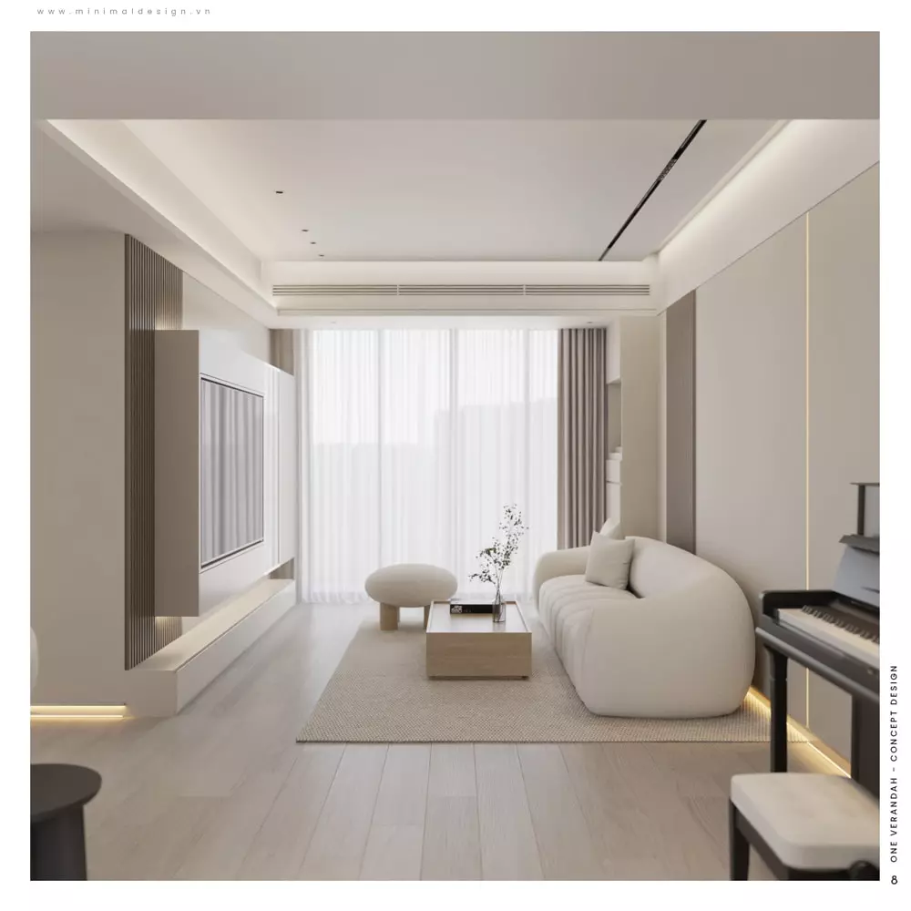 thiết kế phòng khách nhỏ phong cách tối giản