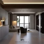 thiết kế căn hộ 100m2 3 phòng ngủ phong cách tối giản
