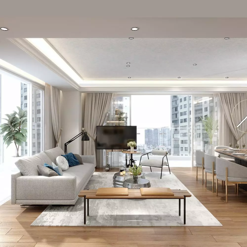 thiết kế căn hộ 4 phòng ngủ bắc âu