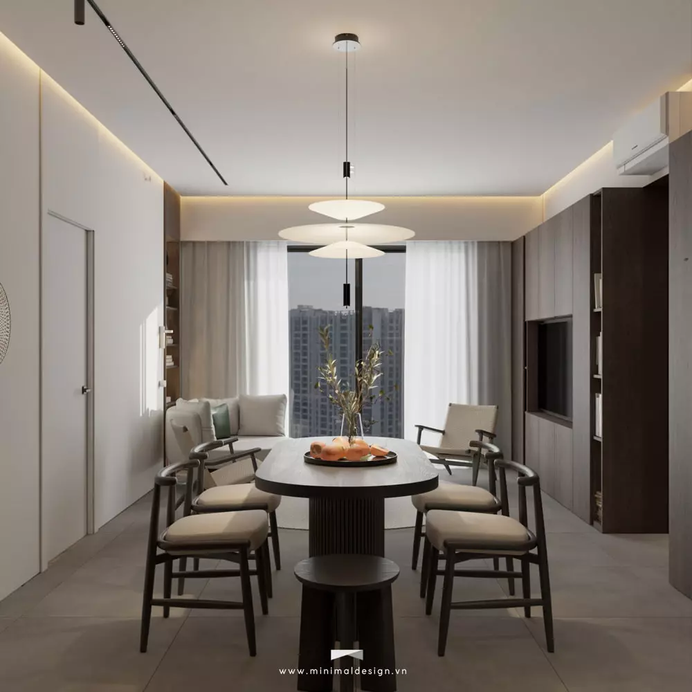 thiết kế căn hộ 4 phòng ngủ japandi