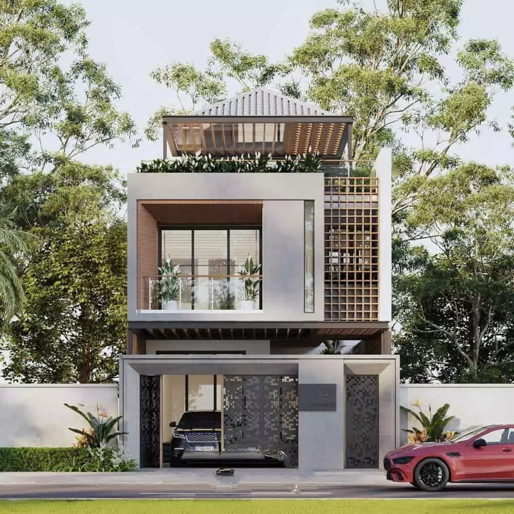 thiết kế nhà phố 2 tầng hiện đại