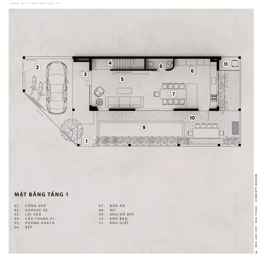 thiết kế nhà phố 3 tầng hiện đại