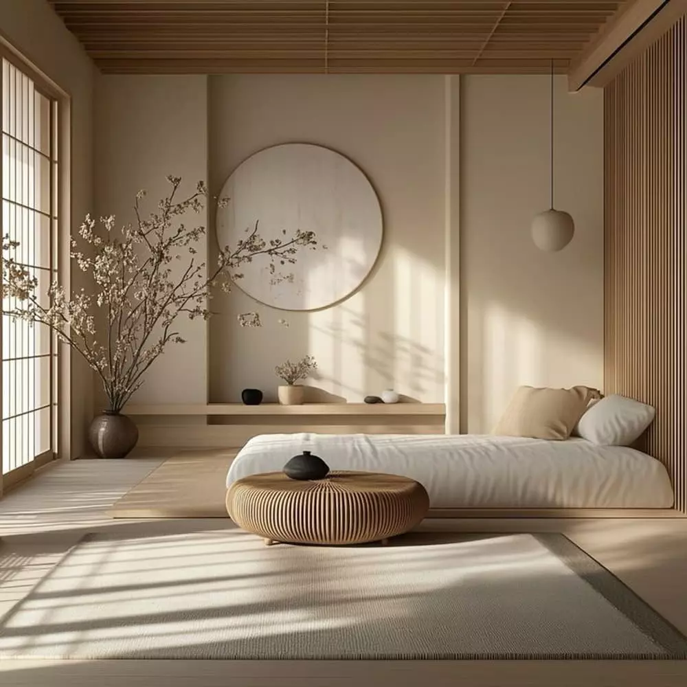 Phòng khách tối giản kiểu Nhật cho chung cư vừa