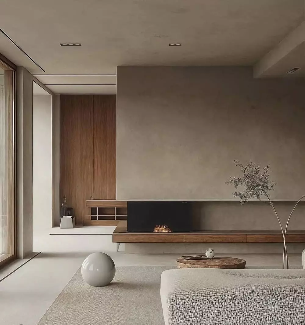 Phòng khách tối giản kiểu Nhật của không gian chung cư căn hộ vừa