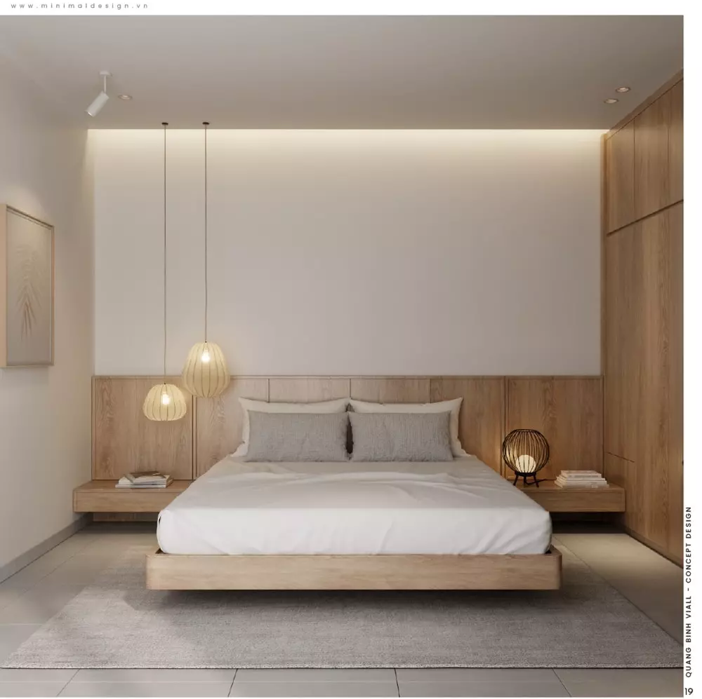 phòng ngủ tối giản cho vợ chồng trẻ