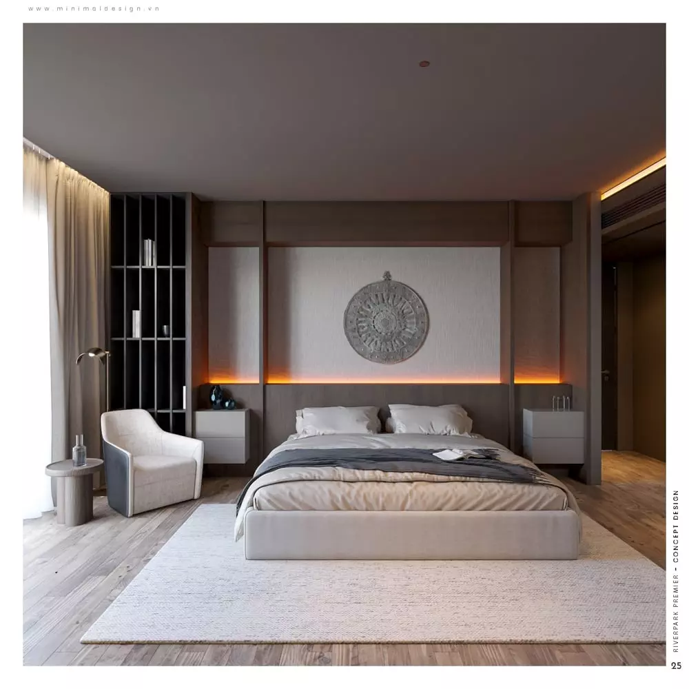 phòng ngủ tối giản cho vợ chồng trẻ