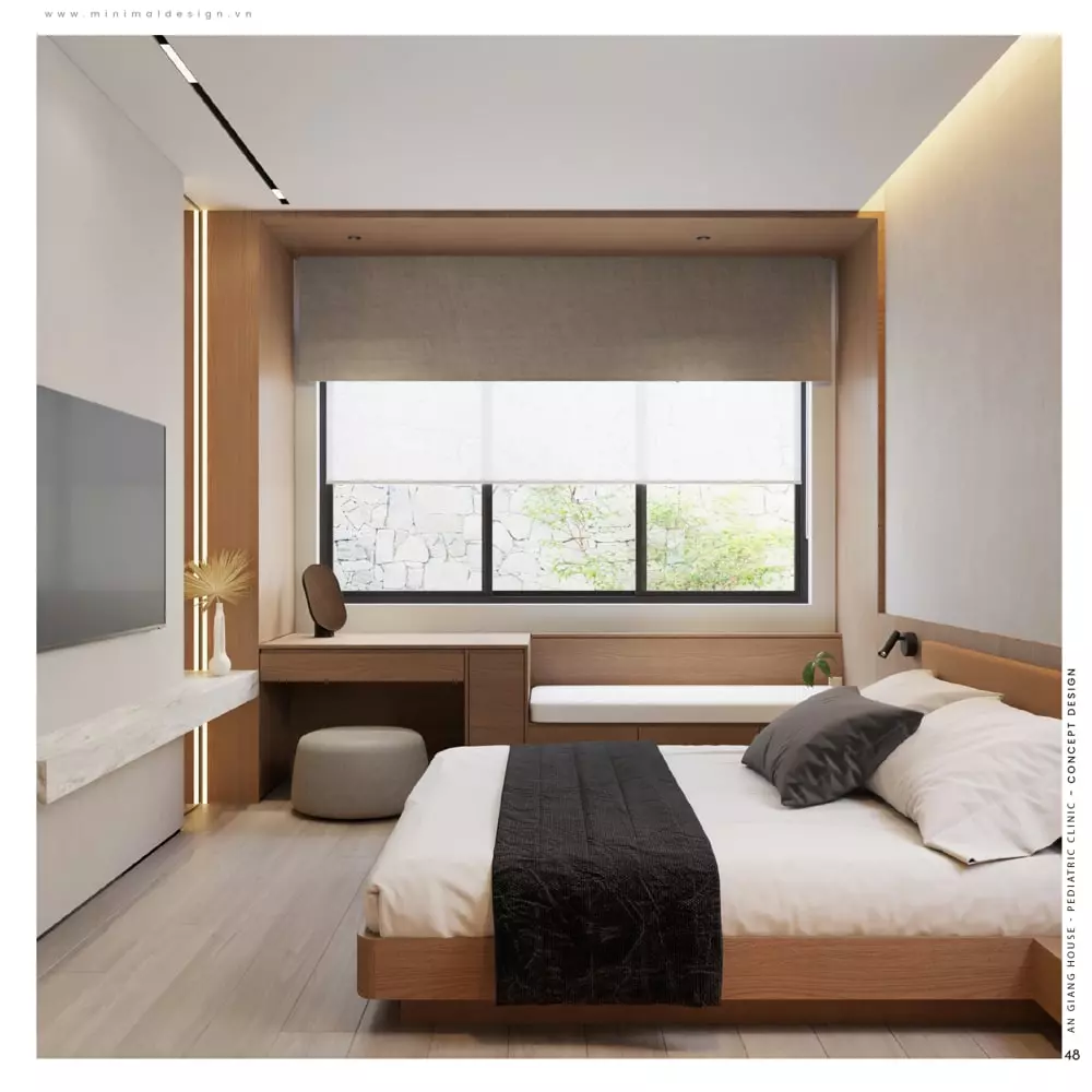 phòng ngủ tối giản cho vợ chồng trẻ