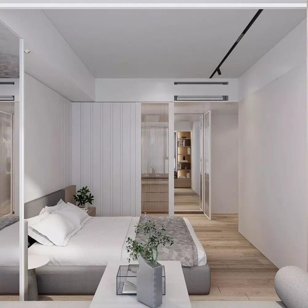 phòng ngủ tối giản cho vợ chồng trẻ