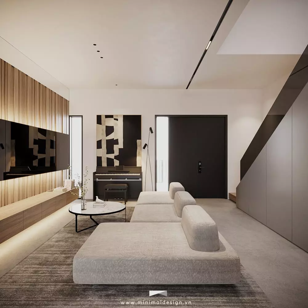Thiết kế nội thất phòng khách tối giản