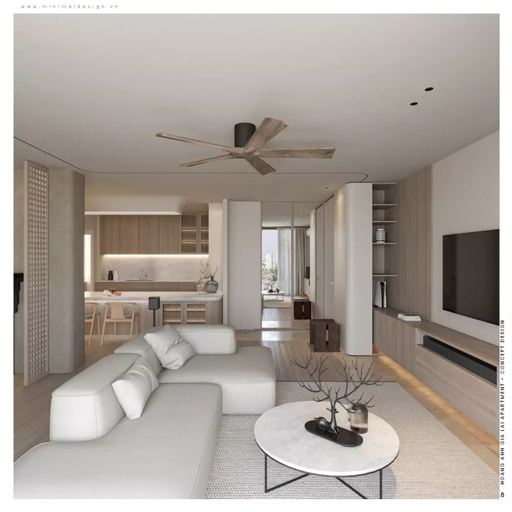 Thiết kế nội thất phòng khách tối giản