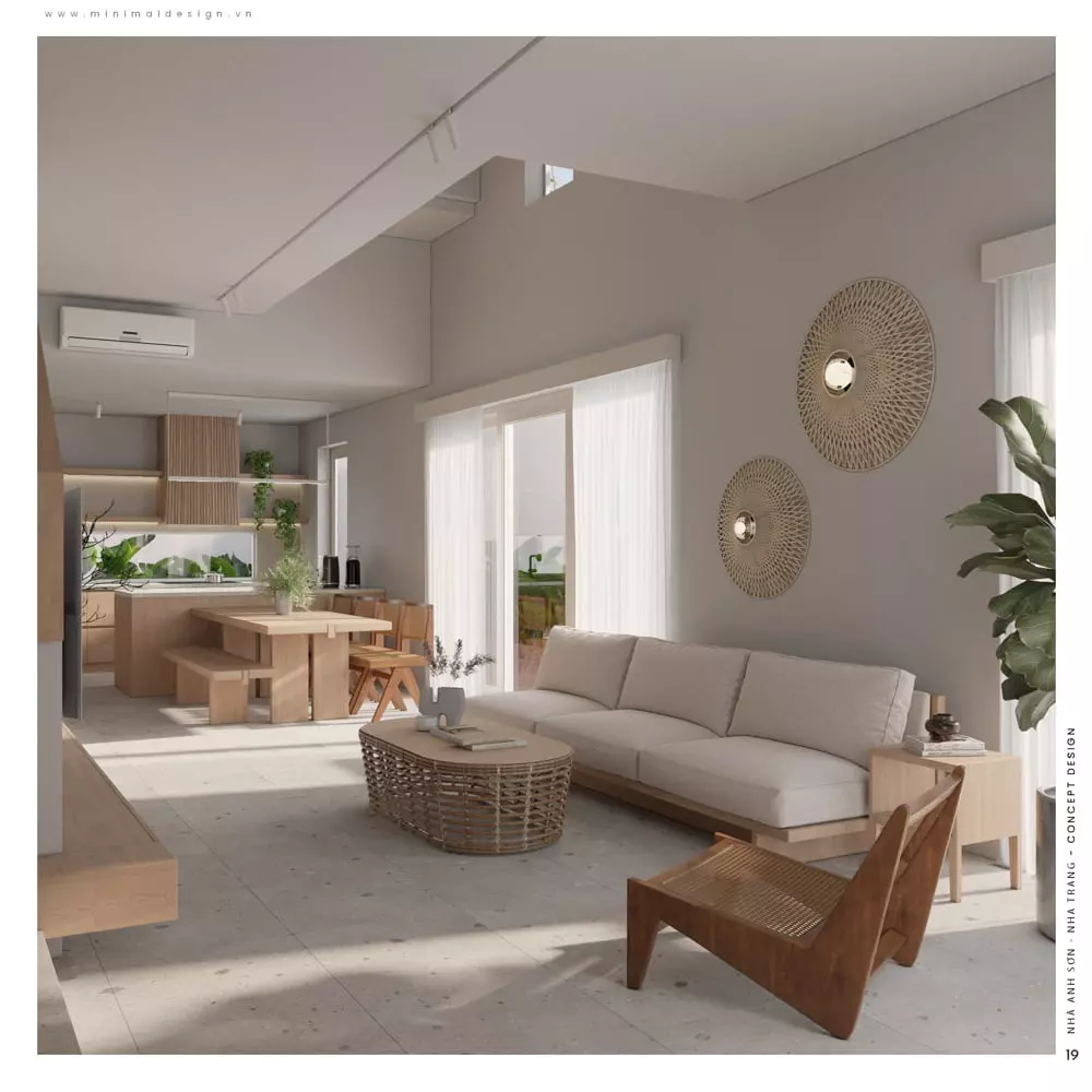 Thiết kế nội thất phòng khách tối giản