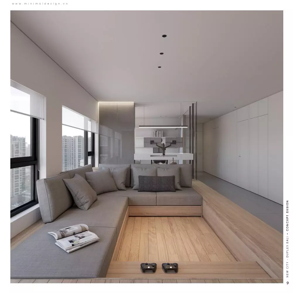 Thiết kế nội thất phòng khách tối giản