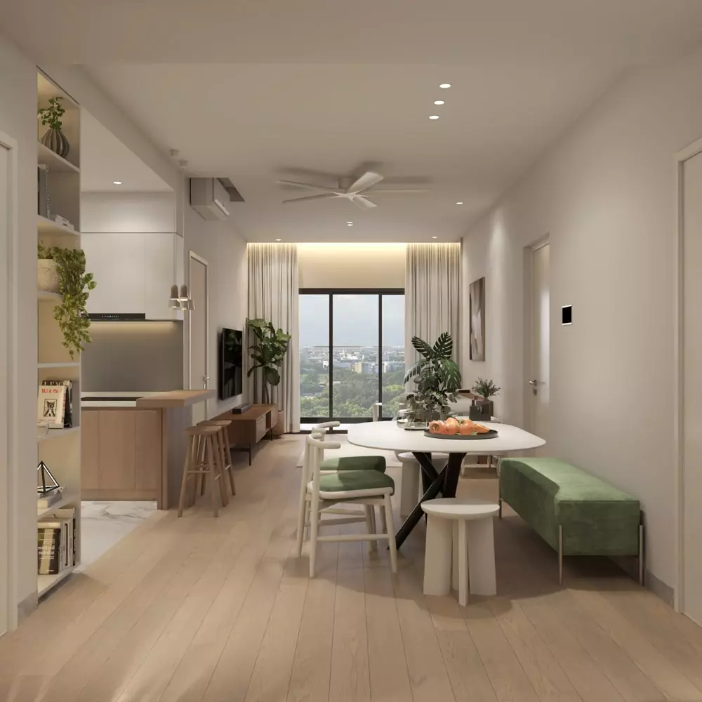 thiết kế căn hộ 2 phòng ngủ