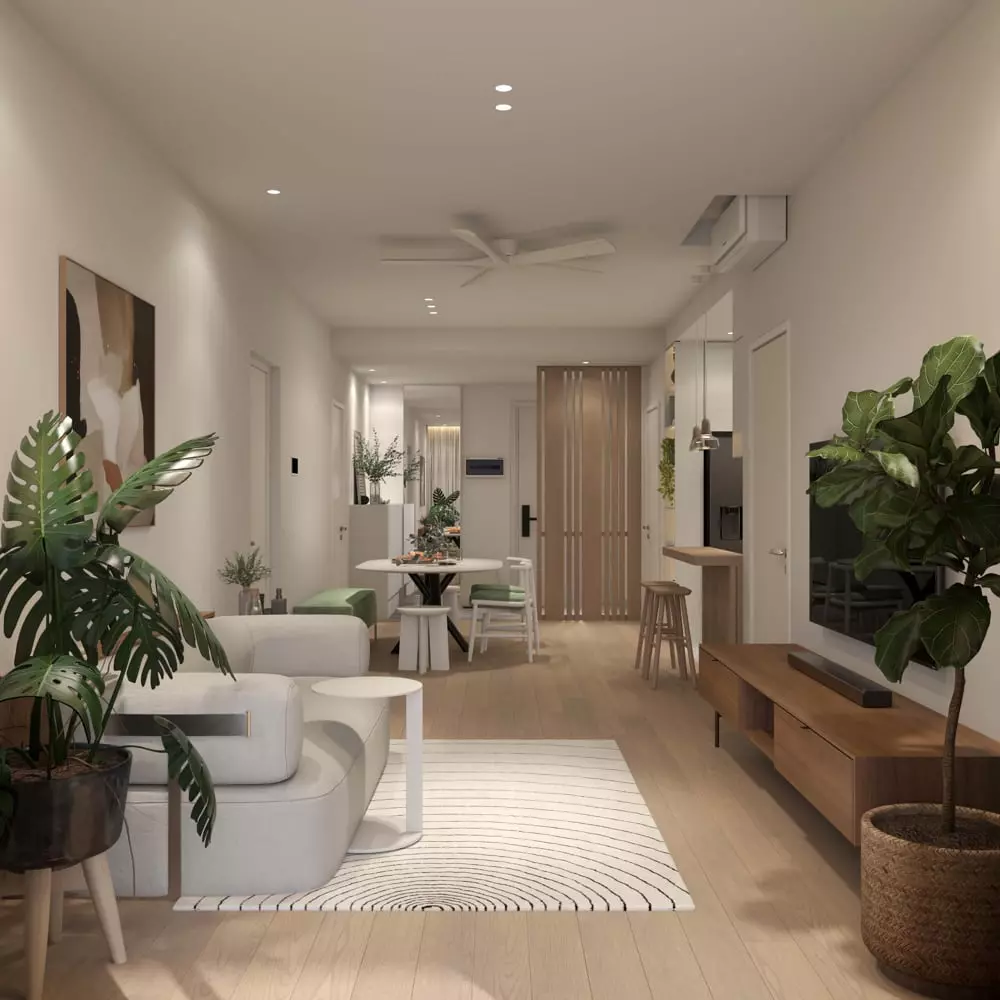 thiết kế căn hộ 2 phòng ngủ