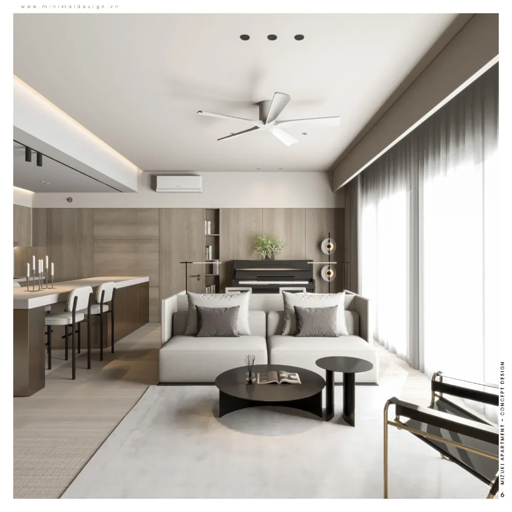 Thiết kế căn hộ 2 phòng ngủ 70m2 có góc làm việc