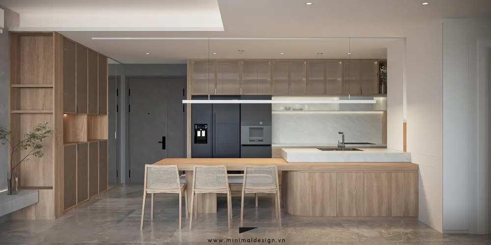 Không gian nội thất tối giản với bố cục tinh gọn và có chủ đích