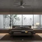 Vật liệu nội thất tối giản hiện đại với gỗ đá vải và kính