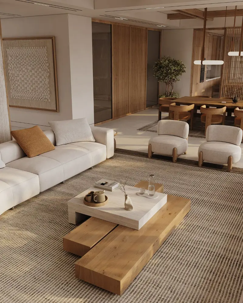 Màu trung tính trong thiết kế nội thất nhà phố tối giản Wabi Sabi