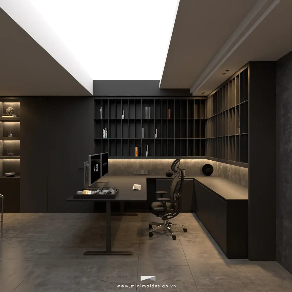 Thiết kế nội thất văn phòng minimalism với không gian làm việc tối giản