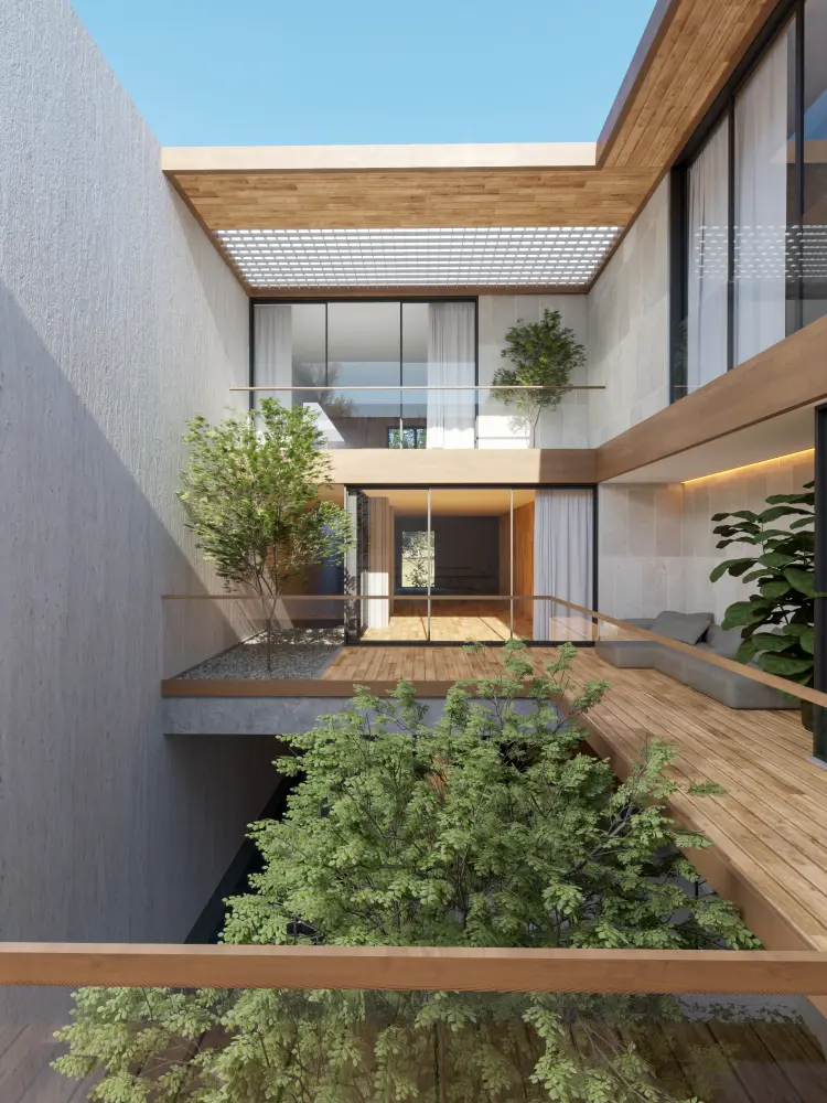 Ánh sáng tự nhiên trong nhà phố Wabi Sabi tối giản