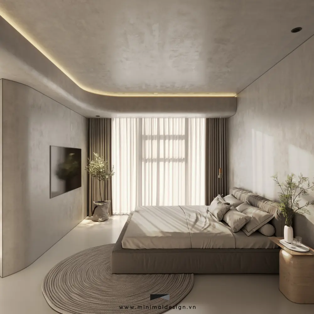 Phòng ngủ Wabi Sabi trong nhà phố tối giản