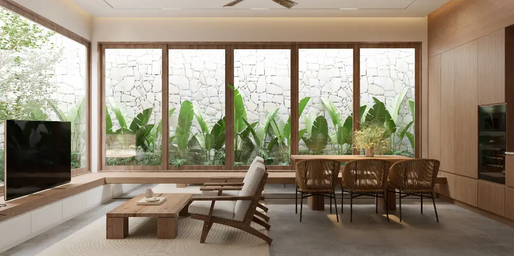 Hình khối đơn giản trong nhà phố phong cách Wabi Sabi tối giản